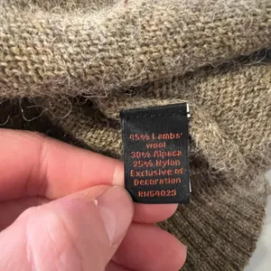 Banana Republic Tan Unisex Lambswool Alpaca Knit Elbow Patch Sweater Size XL thumbnail 7