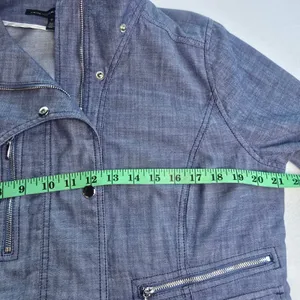 White House Black‎ Market -961 WHBM Chambray Moto Jacket Womens 14 thumbnail 9