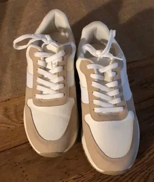 Time & Tru Memory Foam tennis shoes never worn. White and Tan size 10 thumbnail 1