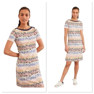 Boden Georgia T-Shirt Dress Jersey Leopard Rainbow Striped Multi Women Size 14R‎ thumbnail 2