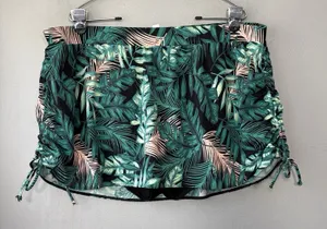 Cacique Swim Skirt Plus Size 24 Green Tropical Leaf Ruched Tankini Bottom Summer thumbnail 1