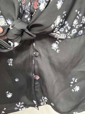 Free People Run Free Blouse Top Size Medium Tie Front Floral Button Front READ thumbnail 6