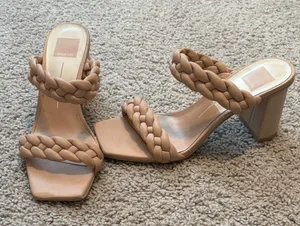 Dolce Vita Tan Braided Heeled Sandals With Chunky Heels thumbnail 1