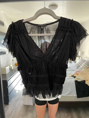 Boutique Sheer Blouse Black thumbnail 1