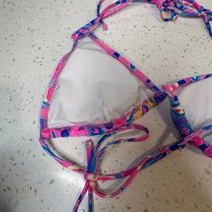 Pink‎ Blue Floral Triangle Bikini Top Halter Swimwear Women Small thumbnail 6