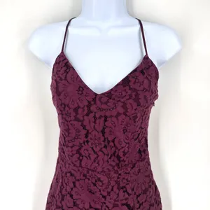 Lovers +‎ Friends Burgundy Lace Strappy Back Midi Dress Skylight Dress Size S thumbnail 6