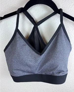 Athletic Works‎ Sports Bra Medium Gray Black Minimalist Activewear Athleisure thumbnail 1