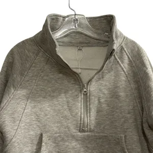 Women's M Gray Half Zip Pullover‎ Sweatshirt Kangaroo Pocket Size M thumbnail 5