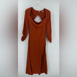 ASTR The Label Gracie Long Sleeves Cutout Satin Midi Dress‎ size small thumbnail 4