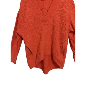 Lululemon‎ Textured V-Neck Pullover Sweater Orange Size 4 LW3EOXS High-Low Hem thumbnail 5
