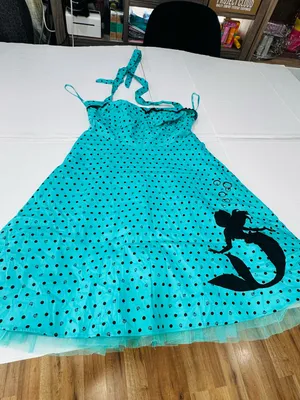 Disney torrid Teal Polka Dot Dress with Black Accents thumbnail 8