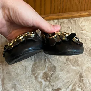 Kate Spade Black Leather Flats with Fringe & Gold Accents - Size 7 thumbnail 6