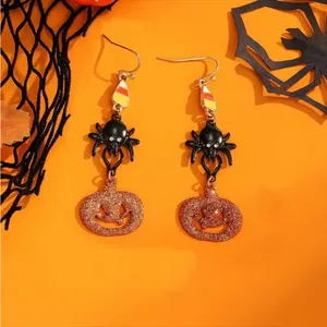 Halloween Decoration Pumpkin Dark‎ Spider Design Dangle Earrings Zinc Alloy Faux thumbnail 4