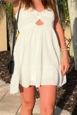 White mini strapless dress Size M thumbnail 1