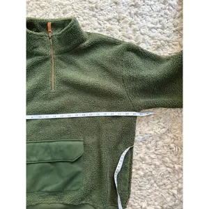 Women's Goumi Green Fleece Quarter-Zip Sweatshirt XS Sherpa Pockets thumbnail 6