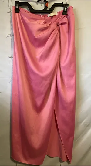 Wayf Pink Satin Twist-Front Maxi Skirt thumbnail 1