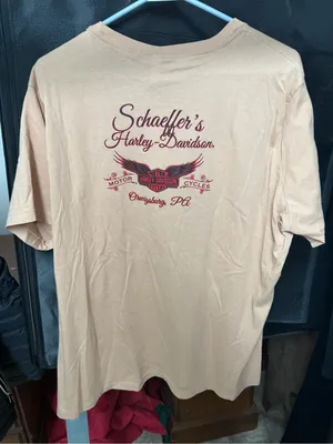 Schaeffer’s Harley-Davidson 1903 Graphic Tee - Peach with Blue Print size xl thumbnail 5