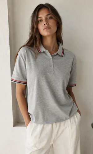 POL Gray Contrast Tipped 100% Cotton Polo Size Large NWOT thumbnail 1