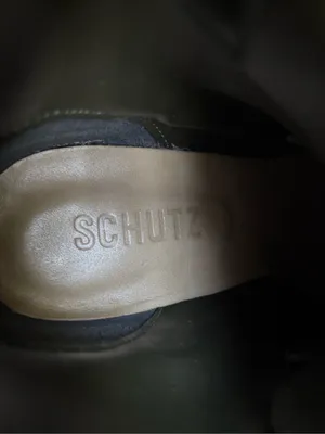 EUC SCHUTZ Leather Croc Embossed Heeled Boots Green Size 7.5 thumbnail 9