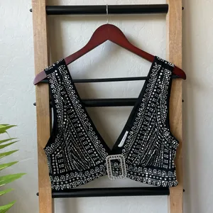 12th Tribe Black Violet Rhinestone-Studded Two Piece Set thumbnail 6