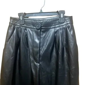 Princess Polly Love Club Black Faux Vegan Leather Straight Pants‎ Size 4 thumbnail 5