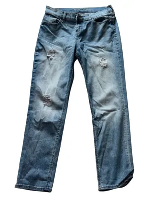 Old Navy Straight Droit Mid-Rise‎ Distressed Blue Jeans Womens Medium Wash thumbnail 1