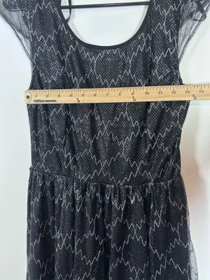 Pins & Needles Size 6 Black Silver Metallic Lace Fit and Flare Mini Dress thumbnail 7