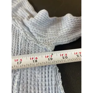 Free People We The Free Laguna Thermal Top XS Dusty Blue Oversized Waffle Knit thumbnail 10