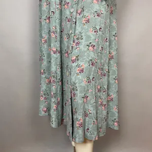 Vintage Floral Dress Shell Buttons Shirred Smocked Midi Cottagecore Summer Fall thumbnail 4