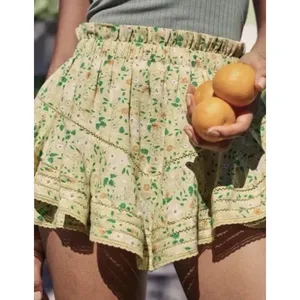 Aerie Flower Flowy Skort Yellow Floral layered Cotton Size Medium thumbnail 2