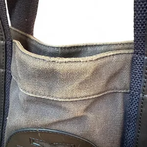 Tory Burch Distressed Navy Canvas Leather Tote Satchel Bag Vintage Look thumbnail 8