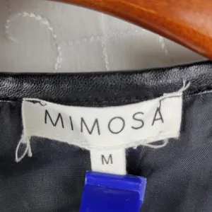 Mimosa Womens Jacket Size M Black PU Leather Quiltted Oversized Patch Pockets Size M thumbnail 7