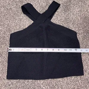 Sincerely Jules Black ribbed knit crop top with cross back detail thumbnail 5