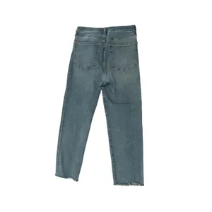 J.Crew Stovepipe Jeans Womens 31 Light Wash High Rise Straight Leg Raw Hem Blue thumbnail 5