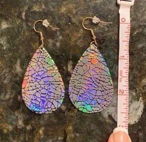 Handmade Teardrop Earrings Iridescence thumbnail 3