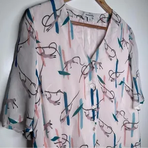 Emily and Fin ModCloth Monkey Around Town Blouse Size Large thumbnail 7