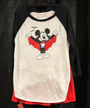 Disney Black and White Raglan with Mickey Vampire Design thumbnail 1