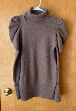 Tularosa Puff Shoulder Turtleneck Sweater Women Size S Brown Knit Long Sleeve thumbnail 1