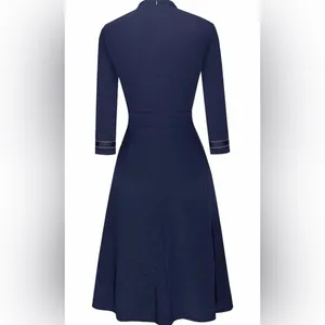 NEW Navy Blue Chic 3/4 Sleeve Tailored look Career Dress S thumbnail 2