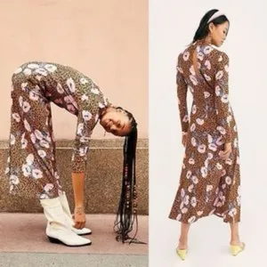 Free People Retro Romance Mixed Print Long Sleeve Dress thumbnail 4