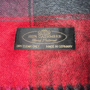 Luxurious 100% cashmere plaid scarf Red thumbnail 2