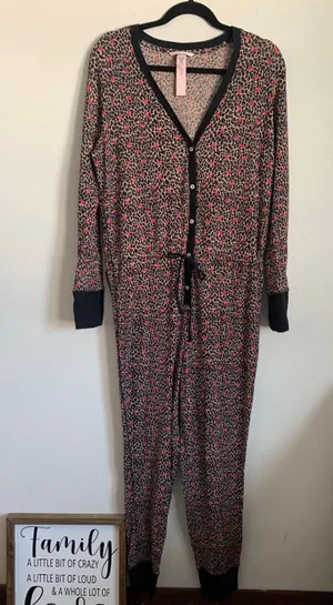 Victoria’s Secret Leopard / Roses Onesie Large thumbnail 8
