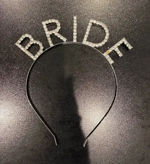 Rhinestone Bride Headband Bridal Shower Bachelorette Party Headbands Siver thumbnail 1