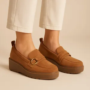 Naturalizer Soul Joyla Platform Loafers Tan Faux Suede Slip On Shoes 7M thumbnail 1