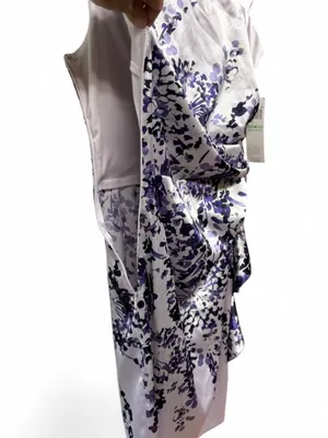 Maggy London One-Shoulder Satin Sheath Dress Floral Lavender Purple Size 8 thumbnail 5