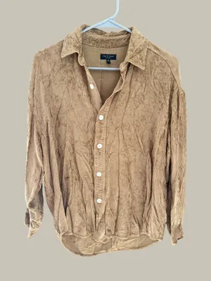 Rag & Bone Womens XS Camel Tan Ribbed Viscose‎ Corduroy Button Down Shirt thumbnail 1