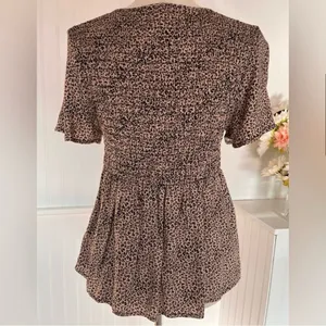 URBAN Romantics Pink & Black Animal Print Babydoll Top thumbnail 2