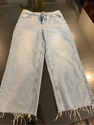 PacSun Light Wash Wide Leg Jeans with Frayed Hem thumbnail 1