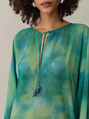 NWT Few Moda Ramona Coverup Dress size Small S lagoon watercolor green blue opt thumbnail 3