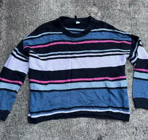 E: Divided H&M Striped Crewneck Ribbed Textured Knit Sweater Size S thumbnail 1